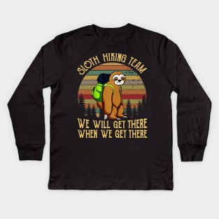 Sloth Hiking Team Tshirt Vintage SLoth Gift Tee For Hiker Kids Long Sleeve T-Shirt